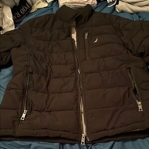 Nautica Black Puffer Jacket Quilted Design
